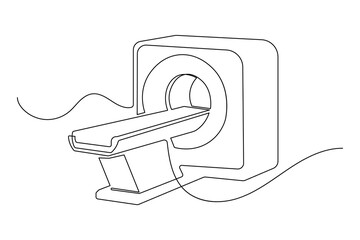 Medical mri ct scan machine icon single line art minimalist design isolated outline