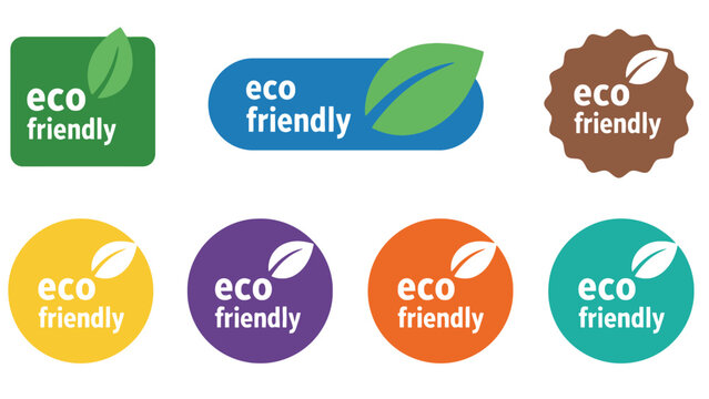 A collection of colorful eco friendly logos on a white background