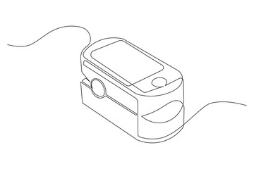 Minimalist pulse oximeter continuous line drawing simple health outline isolated