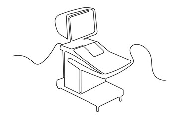 Medical ultrasound machine icon single line art minimalist design isolated outline