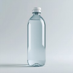 Naklejka premium Clear plastic water bottle isolated on white background minimal design