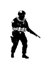 Silhouette of Soldier with Rifle