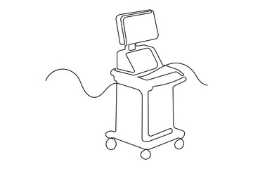 Modern ultrasound machine icon simple outline single line art illustration isolated