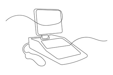 Single line art illustration of ultrasound machine continuous outline drawing