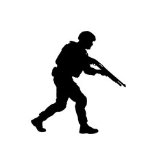 Obraz premium Soldier Silhouette with Rifle