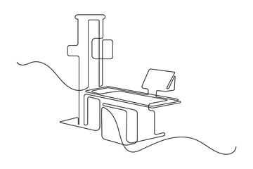 Minimalist style radiology device illustration continuous line drawing isolated
