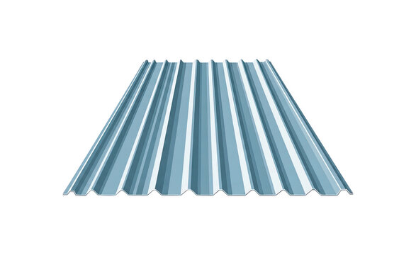 Corrugated metal sheet, roofing and construction material
