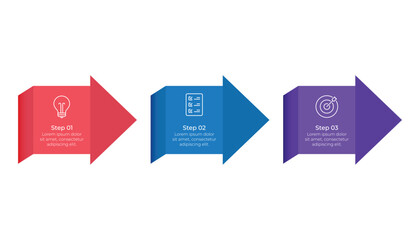 3 Step Horizontal Arrow Infographic Timeline Design Template