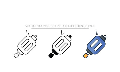 Motor icons set in different style with white background