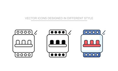 MCB Switch icons set in different style with white background