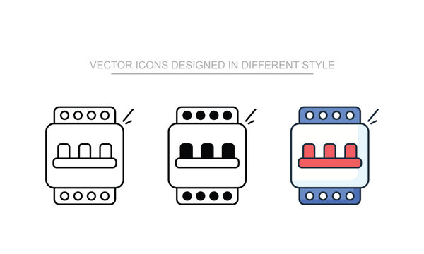 MCB Switch icons set in different style with white background