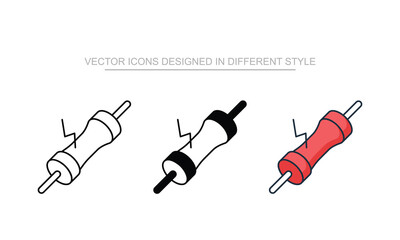 Resistance icons set in different style with white background