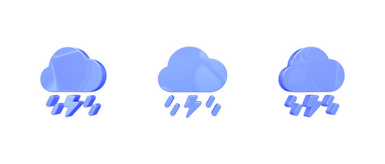 Obraz premium cloud bolt rain 3D icon isolated on background