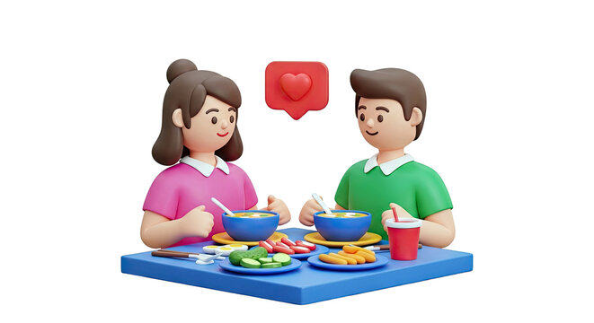 Couple Enjoying a Meal with a Like Notification