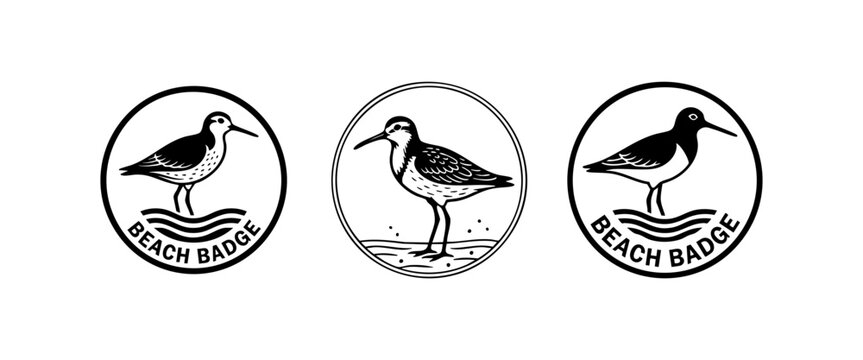 Black and White Sandpiper Shore Bird Beach Badge