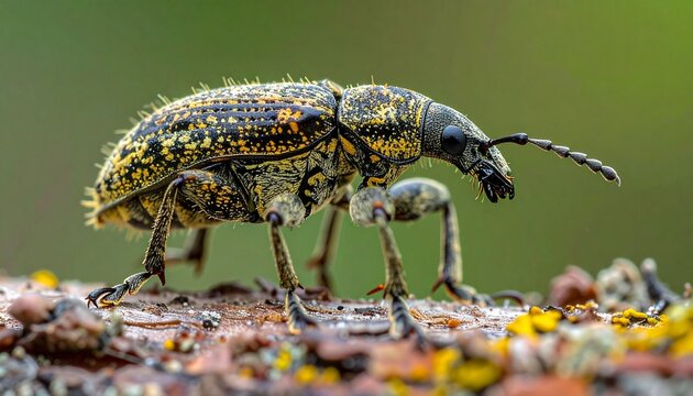 Close-up of a Weevil Beetle on Soil.