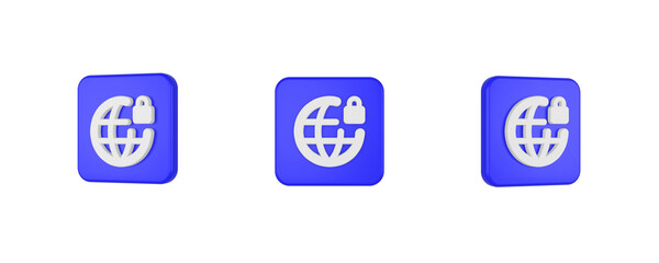 vpn lock 3D icon isolated on background