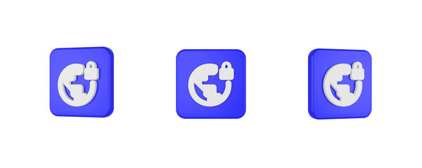 vpn lock 3D icon isolated on background