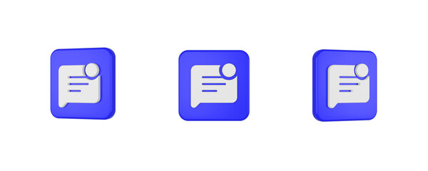 web mark unread chat 3D icon isolated on background
