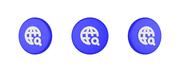 world search 3D icon isolated on background