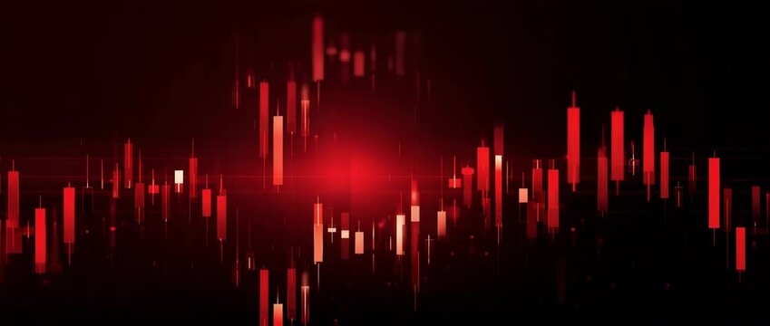 Abstract Red Candlestick Chart Representing Stock Market Crash and Financial Downtrend