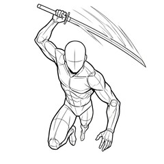 High angle view of sword overhead slash pose