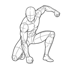 Heroic landing pose or ground punch superhero style