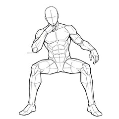 Dominant anime male pose sitting on invisible throne