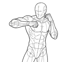 Close combat anime pose showing horizontal elbow strike