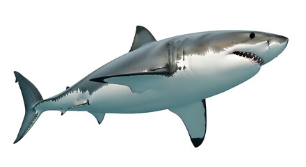 Fototapeta premium A gray shark swimming on a white background