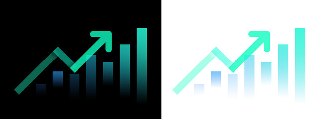 Business finance growth chart graph showing success arrow up increase trend profit illustration isolated transparent png background
