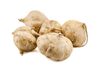 closeup pile of jicama or yam bean cutout