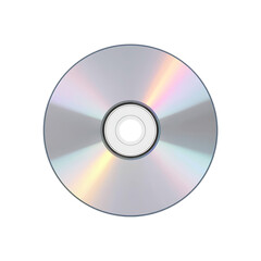 Silver Compact Disc with Rainbow Refractions Isolated on Black Background graphic design