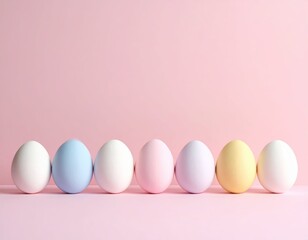 Colorful Pastel Eggs on Soft Pink Background for Easter Celebrations