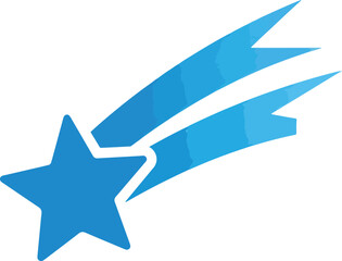 Blue stylized shooting star or comet with a fivepointed star head and twin ribbon tails © aprian