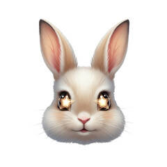 Obraz premium Adorable white bunny with sparkly eyes and fluffy ears isolated on transparent background