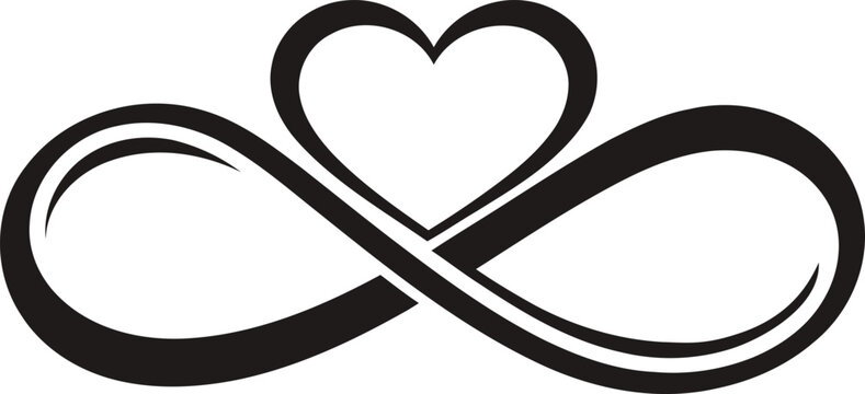 Infinity Love Heart Symbol Logo Minimal Romantic Vector Illustration for Wedding, Valentine and Tattoo Design