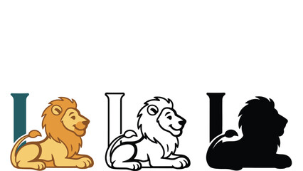 A colorful illustration of lions with the letter L in different styles