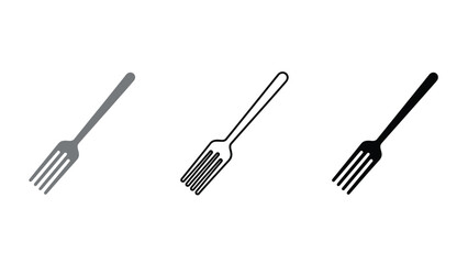 Three simple fork icons in different shades on a white background