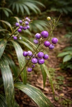 Green Dianella Ensifolia Foliage in Borneo Forest Understory