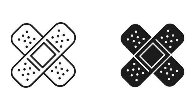 Band aid icon set for medical use