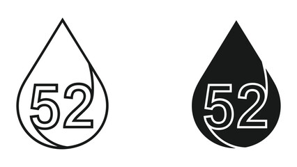 Droplet icon with number fifty two inside