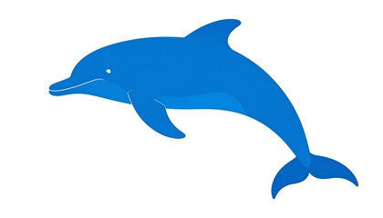 Obraz premium Simplified depiction of a sleek, vibrant, blue marine mammal on white