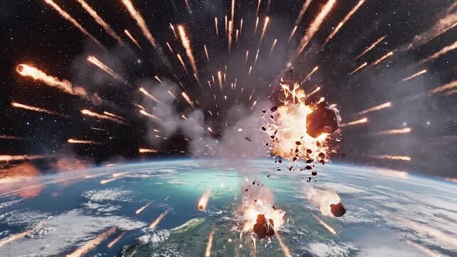Meteor Shower Atmospheric Animation from Space