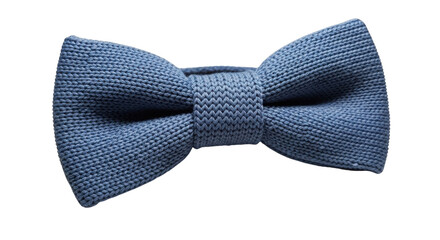 Knitted Blue Bow Tie Isolated on White Background