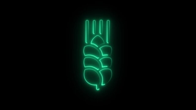 glowing neon Wheat ear icon. line and glyph version, outline and filled vector sign. Cereals grain linear and full pictogram, modern agriculture icon set