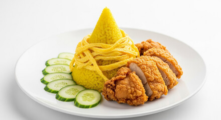 Nasi Kuning Tumpeng and Crispy Fried Chicken