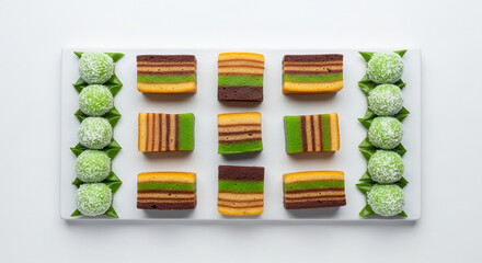 Kue Lapis and Klepon Traditional Indonesian Dessert Selection