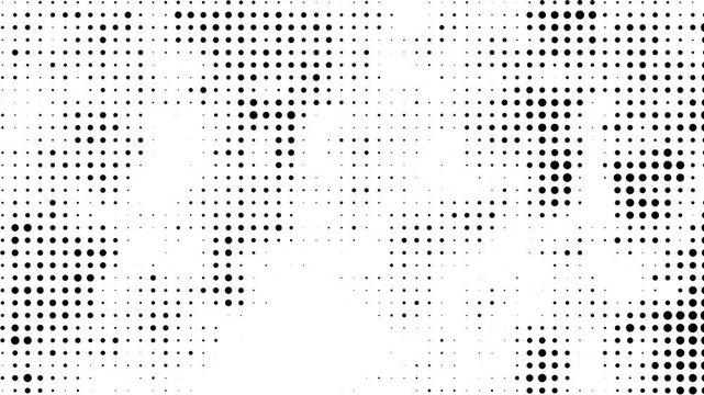 Dotted Halftone Stop Motion Animation Background with Retro Dot Print Texture and Grunge Spots, Abstract Comic Pop Art Loop for Motion Graphics and Design