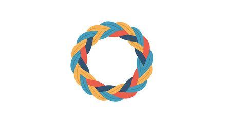 Colorful braided thread ring illustration isolated on white background with intricate design and circular pattern